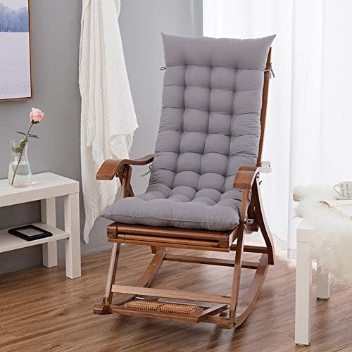 Patio Coussins De Chaise Fauteuil à Bascule épais Rembourré Dossier Haut Coussin De Chaise Avec 6 Liens Pour Chaise Longue Banc Coussin 48x120x8cm,Gris