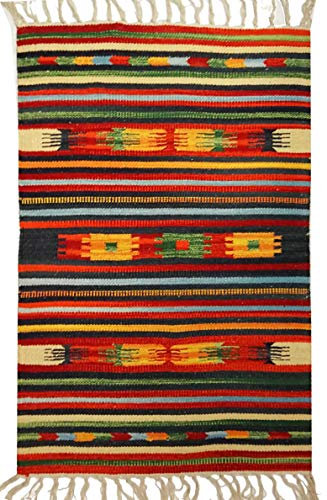 Tappeto Stuoia Passatoia 100% Cotone Kilim Indiano Etnico 6 Disegni 10 Misure ch (Disegno A, 60x90)