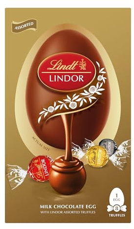 Lindt LINDOR Assorted Easter Egg Gift, 260g - Perfect for Easter gifting - containing LINDOR truffles with a smooth melting filling and a Lindt egg