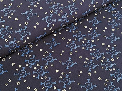 Baumwolljersey Mini Skulls Dunkelblau Stoff Meterware Jersey