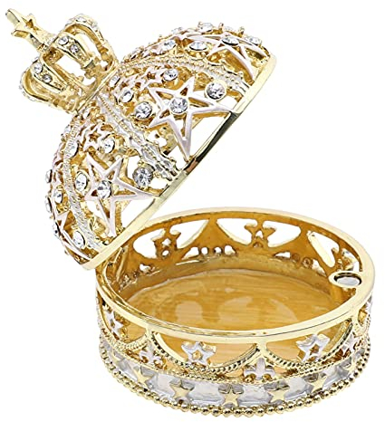 Generic Kristall Ring Box Krone Form Vintage Ringschatulle Hochzeit Ringbox Schmuckschatulle Ringschachtel Geschenkbox Aufbewahrungsbox für Brautpaar Verlobungsring, PU57146256U1B99AO5J,Golden, 7x6cm
