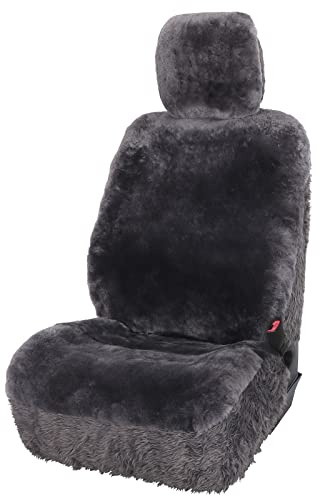 Leader Accessories Original Schaffell Sitzbezug Universal für Auto SUV LKW Vordersitze anthrazit