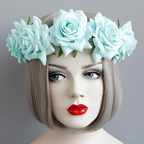 Blumenkranz Braut Haarband Damen Mädchen Girlande Blumen Urlaub Shooting Foto Hawaii Haarreif Blume Rosa Zubehör Kopfschmuck für Hochzeit Geburtstag Zeremonie Party Strand