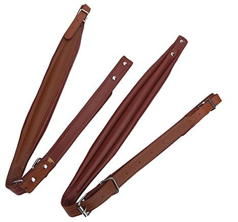 Wakects Akkordeon-Träger gepolstert, verstellbare Akkordeon-Träger, Bassgurte, PU-Schultergurte für 16 bis 120 Bässe (braun)