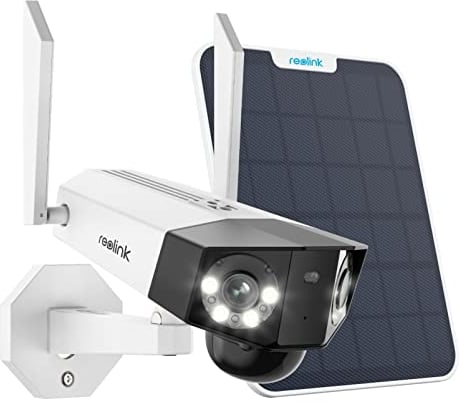 Reolink 4K 3G/4G LTE Solar Überwachungskamera mit SIM-Kartenslot, 180° Paranoma, Dual-Lens, Solar Kamera Outdoor mit Akku, KI-Erkennung, 30m Farbnachtsicht, Kein WLAN Benötigt, Duo 2 LTE+Solarpanel