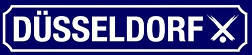 DekoDrom® Blechschild 47x10 cm Straßenschild Düsseldorf NRW Stadt Deutschland KFZ Kennzeichen Format Wand Deko Bar Kneipe Sammler Geschenk
