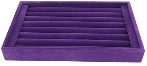 7 Slots Velvet Ring Tray Earrings Studs Show Case, Jewelry Display Organizer Stackable Storage Box, Purple Velvet Ring Organizer, Jewelry Ring Boxes for Multiple Rings