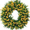 45cm Türkranz, Frühling Sommer Wildblume Kranz Dekorative Girlande für Haustür, Große künstliche Eukalyptus Kränze mit Blumen für Bauernhaus Tür Wand Wohnzimmer Flur Hochzeit Dekoration (Gelb)