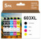 ANKINK Kompatibel Tintenpatrone Druckerpatronen als Ersatz für Epson 603XL für Patrone 603 XL für WF-2820DWF WF-2830DWF WF-2840DWF XP-2100 XP-2150 XP-3100 XP-3150 XP-4100 XP-4150, Schwarz Farbe 5 Pack