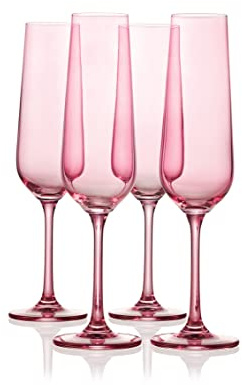 Godinger Champagnergläser, Stiel, Champagnergläser, Champagnerglas-Set, Rose, 200 ml, 4 Stück, hergestellt in Europa