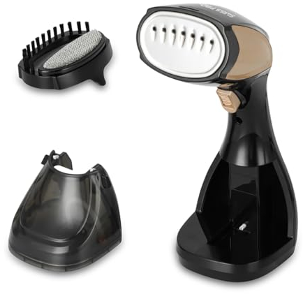 Swiss Pro+ Dampfglätter - Steamer fur Kleidung - Mit Fusselentferner - Steamer Clothes - 200 ml - 18g/ min - Schwarz - 1100W