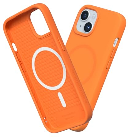 RhinoShield Coque Compatible avec [iPhone 15] | SolidSuit Compatible avec Magsafe - Coque Fine avec Technologie d'absorption des Chocs et Finition Premium Mate - Orange
