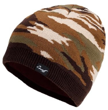 Wasserdichte Unisex Beanie Mütze für Damen & Herren - Warme Wintermütze mit Weichem Fleecefutter in Ideal zum Laufen, Skifahren, Snowboarden. (DE/NL/SE/PL, Alpha JASPO, Einheitsgröße, Tarnung – Braun)