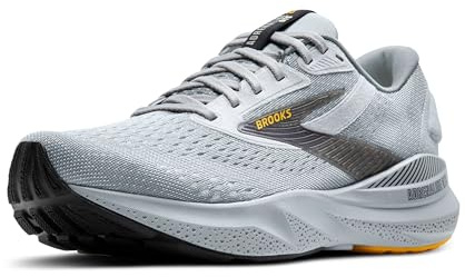 Brooks Men’s Adrenaline GTS 24 Supportive Running Shoe, Alloy/White/Gold Fusion, 14 Wide