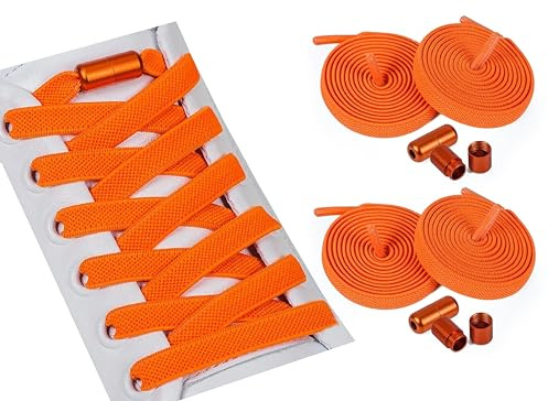 ELANOX® Elastische Schnürsenkel ohne Binden 8mm für 2 Paar Schuhe – Extra Stark mit Metallverschluss – Flache Gummischnürsenkel für Sneaker & Sport