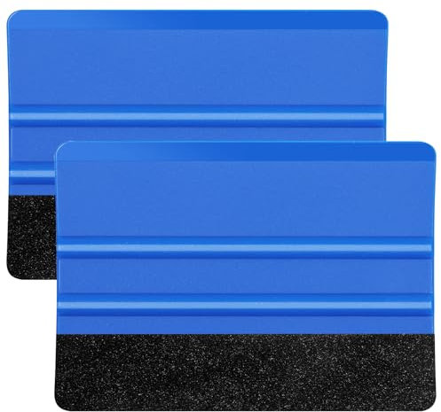 GIRAFVINYL Abzieher für Vinylfolie, 2 Stück, Vinyl-Rakel, Schaber, Fenstertönungswerkzeuge, Auto-Wrap-Set, Filz, Vinyl-Rakel für Autofolie, Fenstertönung, Tapete, Autofolie, Kontaktpapier (blau)