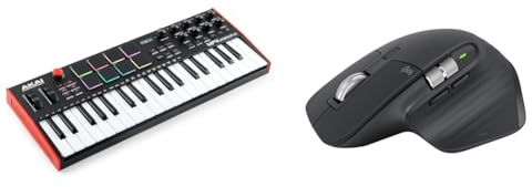 AKAI Professional MPK Mini Plus - 37-Tasten USB MIDI Keyboard Controller mit 8 RGB MPC Pads & Logitech MX Master 3S – kabellose Performance-Maus mit ultraschnellem Scrollen