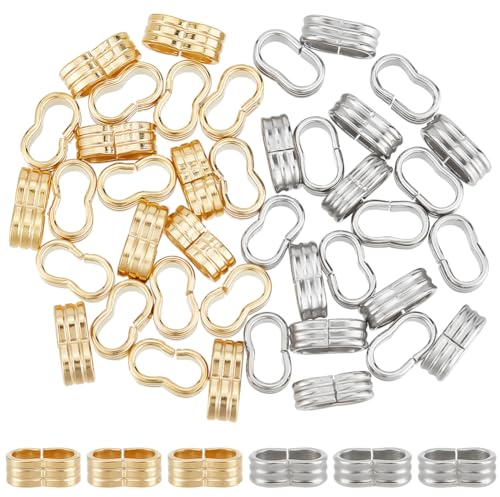 UNICRAFTALE 40 Stück 2 Farben 5x10mm 201 Edelstahl Schiebe Perlen Großes Loch Schiebe Perlen Armband Quetschperlen Metall Abstandsperlen Für Kordel Armbänder Schmuckherstellung