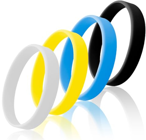 GLADFRESIT Silicone Band Wear 4PCS Silicone Wristbands Rubber Sport Bracelet Comfortable for Outdoor Fitness Female Male Couple (4 Colors)