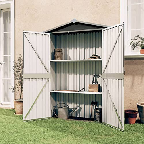 Rantry Gartenhaus Anthrazit 116x45x175cm Stahl verzinkt Outdoor Lagerhaus Metall Gartenhaus Outdoor Aufbewahrungsbox Gartenmöbel