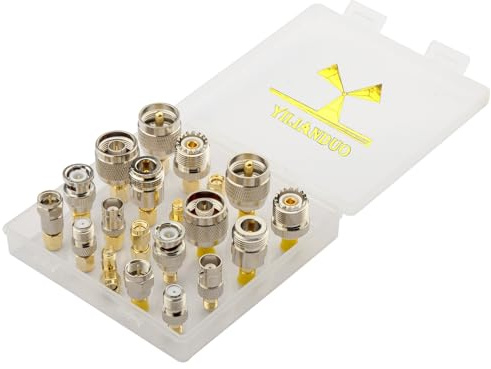 YILIANDUO SMA Adapter Kit 20 Type Universal RF Adapter Kit | 50ohm SMA to UHF/BNC/N-type/F-type/SMA Male Female Coax Adapter Converter for WiFi Antenna/FPV Drone/Extension Cable