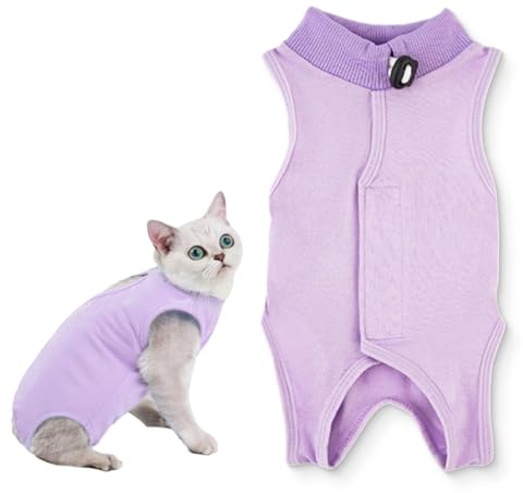 FMYODWU Body per Gatti Post-Operatorio, Abbigliamento Traspirante, Morbido e Confortevole, Anti-Leccamento di Ferite Addominali o Malattie della Pelle 2-4 kg