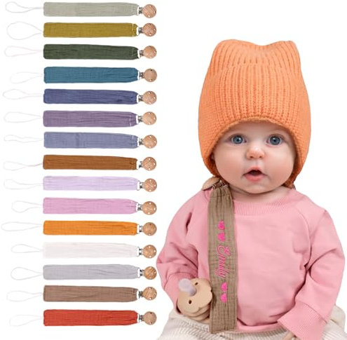 Personalisierte böhmische Schnullerclip mit Namen bestickt ist das perfekte Geschenk für Neugeborene aus umweltfreundlichem Bambus! (Inulin)