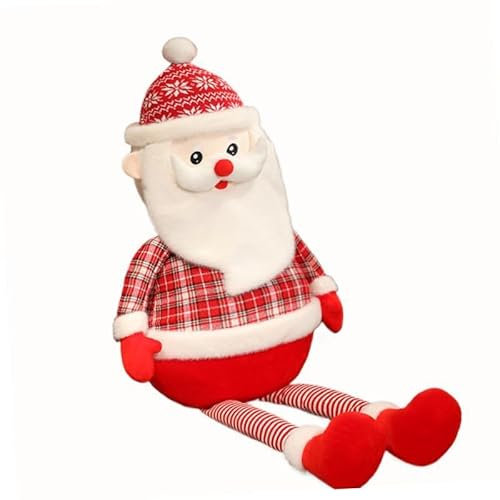 Perfeclan Große Weihnachtsmann-Plüschpuppe, Weihnachtspuppe, Kuscheltier, weiches Plüschtier, sitzende Weihnachtsplüschpuppe für Jungen, Mädchen, Frauen