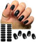 Ruzister 16 Stück UV Härtende Selbstklebende Nagelfolien Schwarz Halbgehärtete Gel Nagelsticker Nagelfolien für Lampe Wraps Selbstklebende Gel Folien Nägel Set