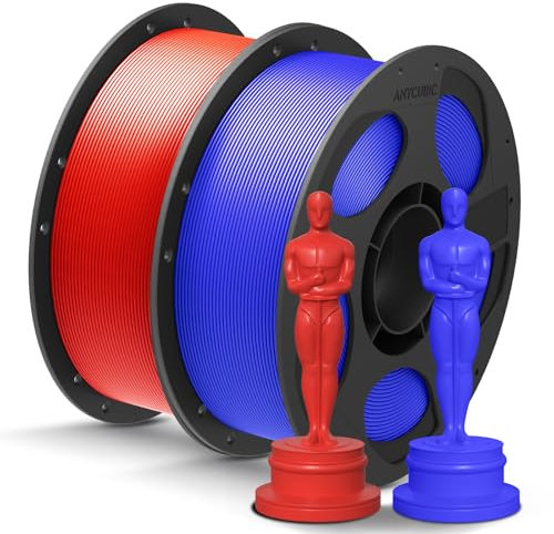 ANYCUBIC Refill PLA Plus und Spool Kit, PLA+ Filament 1.75mm, RFID 3D Drucker Filament für Intelligentes Drucken, 2KG Blau Rot