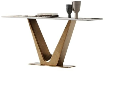 Table console Table console moderne, table d'entrée en faux marbre avec base en métal et capteur de lumière, console étroite adaptée au salon, à l'entrée, au couloir Table d'entrée(Multi-colored,Petit