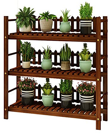 Wooden Tiered Plant Stand for Outdoor Garden and Indoor Balcony 3 Tier Standing Planter with Storage 70CM Wooden Ladder Planter Stand
