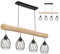 RLCLUTW Vintage Pendelleuchte Holz 4-flammig E27 Balkenlampe im Industrial Design, Retro Hängelampe höhenverstellbar für Esszimmer Küche Wohnzimmer Bar (Primary color, 82cm)