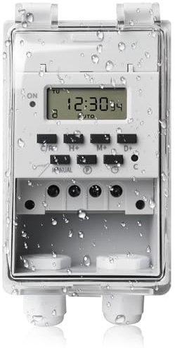 Behogan Programmierbarer Zeitrelaisschalter, 220 V 10A Digitale Zeitschaltuhr, intelligenter Zeitschaltuhr, Digitaler LCD-Timer mit wasserdichter transparenter Abdeckung, Wandmontage Timer