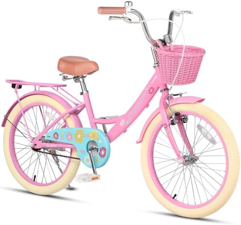 Glerc Maggie Mädchen Fahrrad 12 14 16 20 Zoll für 3-12 Jahre mit Puppenradsitz/Gepäckträger & Stützrädern/Seitenständer & Frontkorb, Mehrere Farben