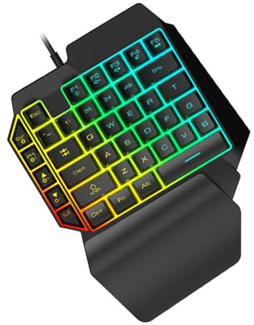 Operitacx Clavier de Commande Main Modèle 15, 39 Touches, Plastique Noir | USB Filaire 1,5m, Format Compact Léger, Installation Simple, Usage Téléphone et Jeu, pour Jeunes