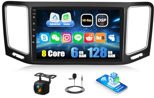 6+128G 8-Kern Android 15 CAMECHO Autoradio für VW Sharan II 7N Seat Alhambra II 2012-2015, 9 Zoll Navi Radio mit Bluetooth GPS WIFI Wireless Carplay Android Auto FM/RDS 32EQ DSP +Rückfahrkamera Canbus