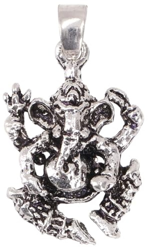 GURU SHOP Kettenanhänger Messing, tanzender Ganesha, Glückssymbol, /silber