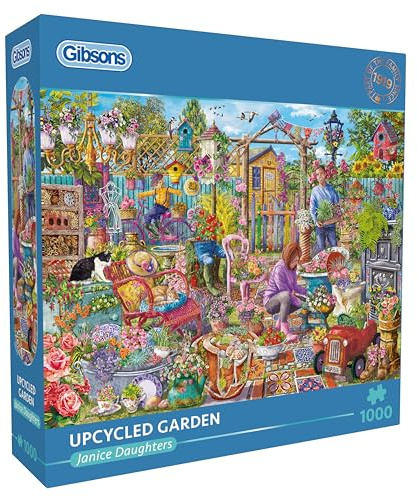 Gibsons Upcycled Garden 1000 Teile Puzzle für Erwachsene - Bunte Garten Inspiration Szene von Janice Daughters - Nachhaltiges Premium Puzzle Made in UK/EU - Tolles Geschenk