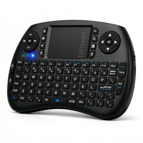 Mini Wireless Keyboard with Touchpad, 2.4G Small Keyboard and Mouse Combo | Portable Handheld Remote with Rechargeable Battery for Smart TV, PC, Laptop, Android TV Box, Raspberry Pi, Windows