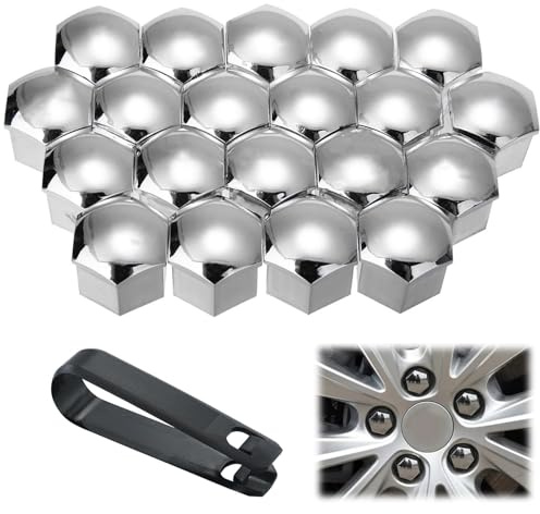 QIZUN 20 Pièces Cache Ecrou Roue pour Citroen DS3 / DS DS3 2009-2016, Capuchons Boulon de Roue Protection Finition Brillante avec Outil Extraction Auto,17MM