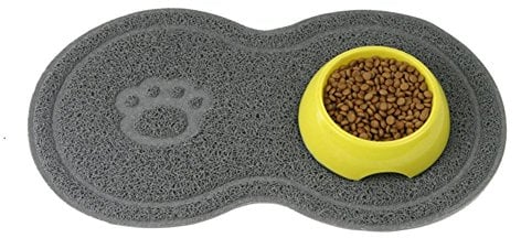 Cuteco Pet Food PVC Mat Waterproof Non-slip Pet Feeding Mat Pet Bowl Mat, Pet Feeding Tray For Cats and Dogs (grey)