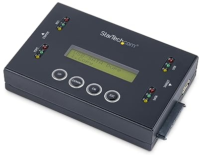 StarTech.com Duplicatore ed Eraser di Hard Disk Standalone 1:1 - Clonatore e Cancellatore di Unità SATA HDD/SSD e Drive USB, Display LCD, TAA, Indipendente dal Sistema Operativo (SU2DUPERA11)