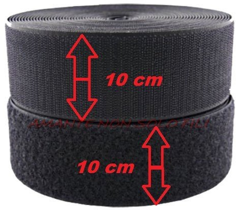 AMANTE NSF - 5 metri Nastro a Strappo Velcro da cucire da 10 cm - completo maschio+femmina nero