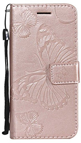 DENDICO Cover per iPhone SE 2020 / iPhone 8 / iPhone 7 4.7, Pelle Portafoglio Custodia per iPhone 7 / iPhone 8 Custodia a Libro con Funzione di appoggio e Porta Carte di Credito - Oro Rosa