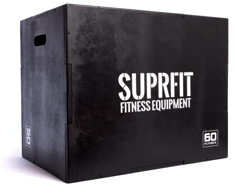 SUPRFIT Baltrun Plyo Box Holz – stabile Sprungbox für plyometrisches Training & Sprungkrafttraining - Jump Box mit 3 Sprunghöhen 50 x 60 x 75cm, vormontiert – (Schwarz)