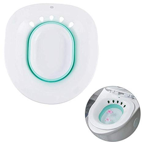 Bidé plegable de plástico para baño, ayuda de lavado, capacidad adecuada para adultos, para colocar en el borde del inodoro (aprox. 39 x 36 x 12 cm), color verde