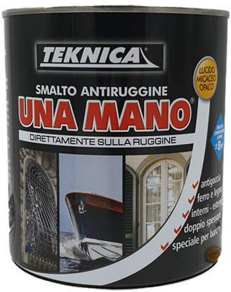 Smalto antiruggine lucido UNA MANO- Teknica direttamente sulla ruggine 2,5 lt (BIANCO LUCIDO)