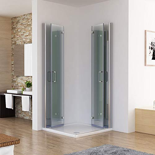 MIQU Duschkabine 120x80x185cm Eckeinstieg Dusche Falttür 180º Duschwand Duschabtrennung 6mm Nano Glas DBP