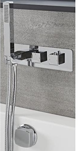 Milano Arvo Thermostatic Mixer Valve Hand Shower Handset Overflow Bath Filler Tap- Chrome
